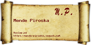 Mende Piroska névjegykártya